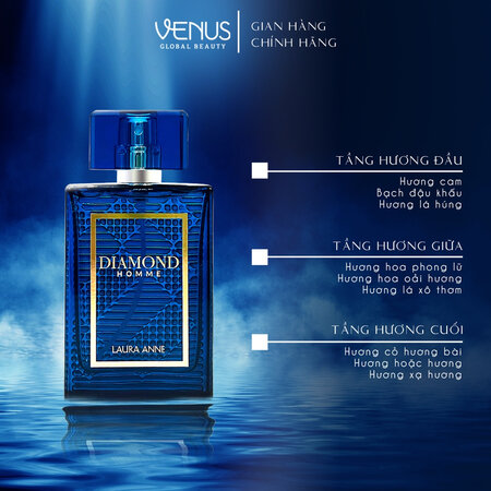 Nước Hoa Nam Laura Anne Diamond Homme Dark Blue 45ml (Xanh)
