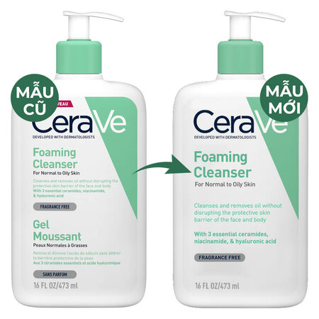 Sữa Rửa Mặt CeraVe Sạch Sâu Cho Da Thường Đến Da Dầu 473ml
