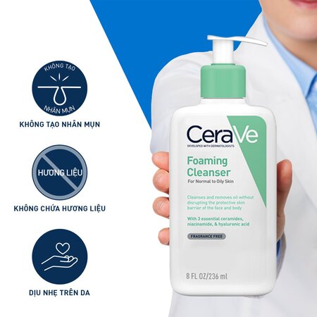 Sữa Rửa Mặt CeraVe Sạch Sâu Cho Da Thường Đến Da Dầu 236ml
