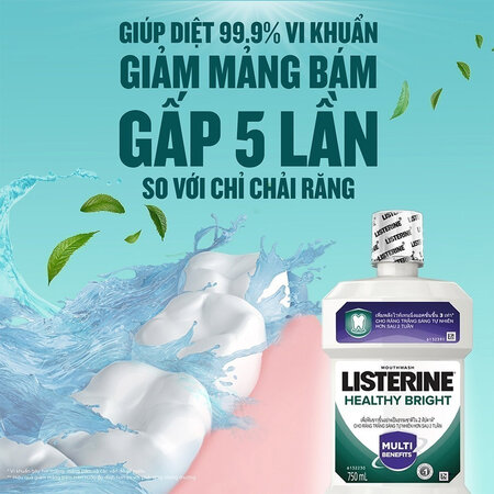 Combo 2 Nước Súc Miệng Listerine Giúp Răng Trắng Sáng 750ml