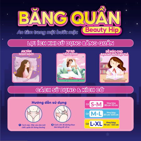 Băng Vệ Sinh Diana Dạng Quần Ban Đêm Size M-L 5 Chiếc/Gói