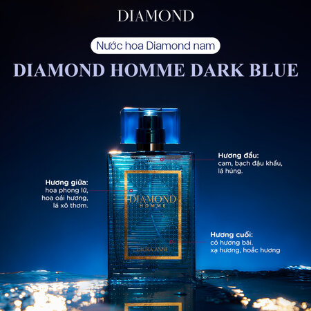 Nước Hoa Nam Laura Anne Diamond Homme Dark Blue 45ml (Xanh)