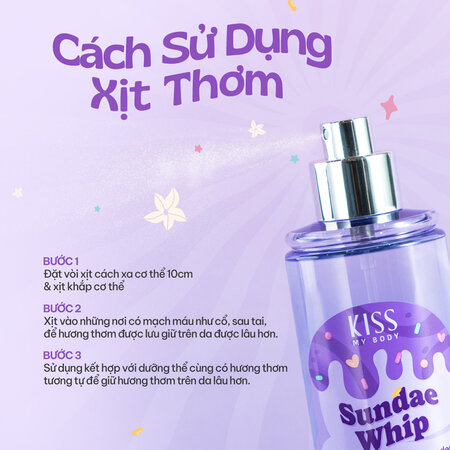 Xịt Thơm Toàn Thân Kiss My Body Hương Sundae Whip 88ml