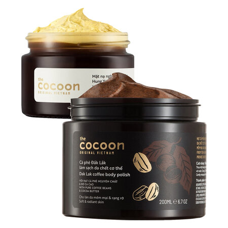 Combo Cocoon Mặt Nạ Nghệ Hưng Yên & Tẩy Da Chết Toàn Thân Cà Phê Đắk Lắk 30ml+200ml
