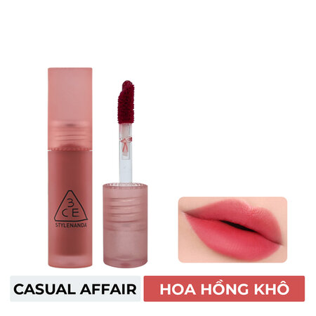 [Mini] Son Kem Lì 3CE Casual Affair - Hoa Hồng Khô 1.5g