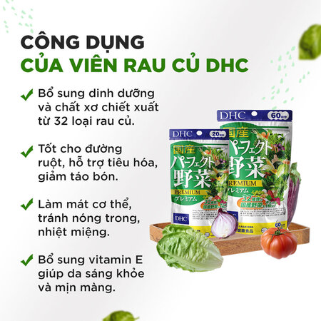 Thực Phẩm Bảo Vệ Sức Khỏe DHC Perfect Vegetable – Premium Japanese Harvest Gói 30 Ngày Uống